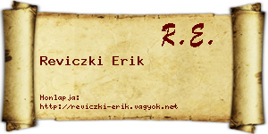 Reviczki Erik névjegykártya